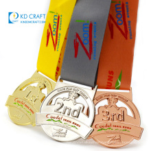 Unique design custom metal soft enamel gold silver copper plating marathon running medal for sports event